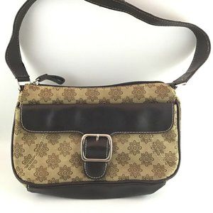 Liz Claiborne Crazy Horse Purse Woman’s Handbag Canvas Tote Hobo Brown Bag *EMP